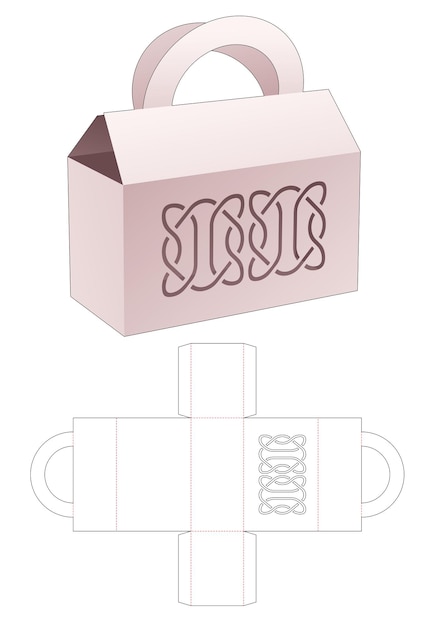 Vector bag box and stenciled line die cut template