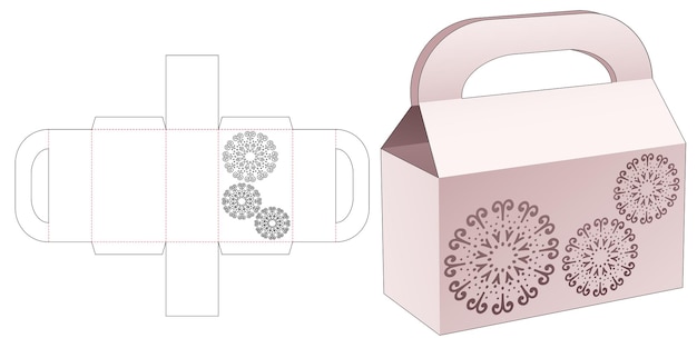 Bag box with stenciled mandala die cut template