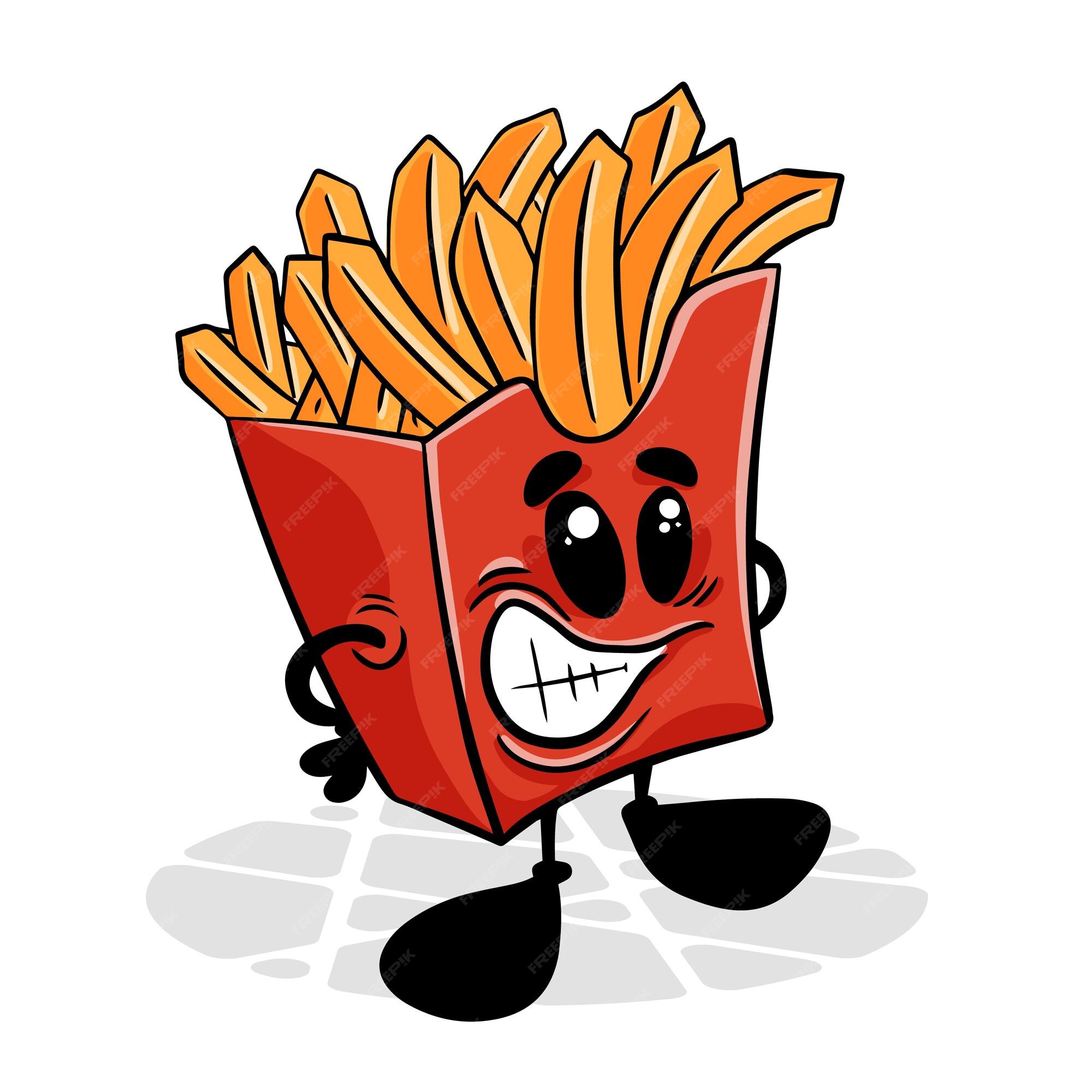 Premium Vector  Happy french fries bag character funny fast food mascot