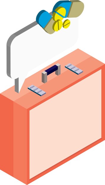 Bag and hospital illustration in 3D isometric style