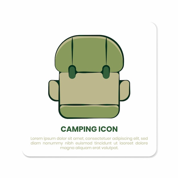 キャンプ用品のバッグアイコンのデザインは手描きのスタイルです
