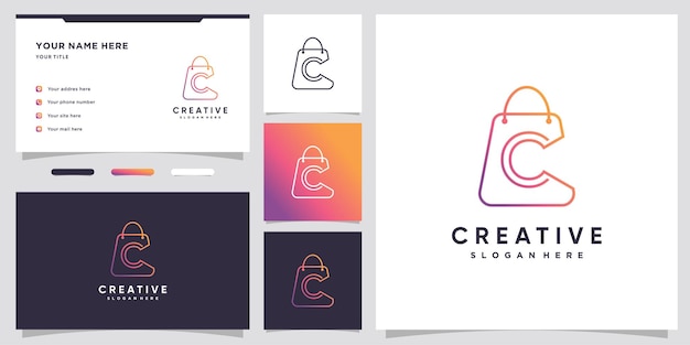 Bag and latter C logo design with creative concept