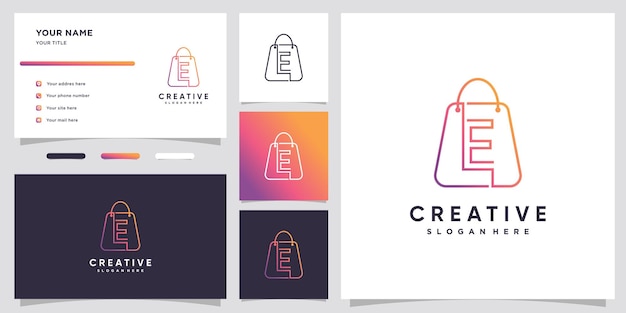 Bag and latter e logo design with creative concept