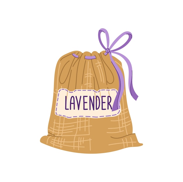 Vector bag of lavender isolated sachet with dried flowers