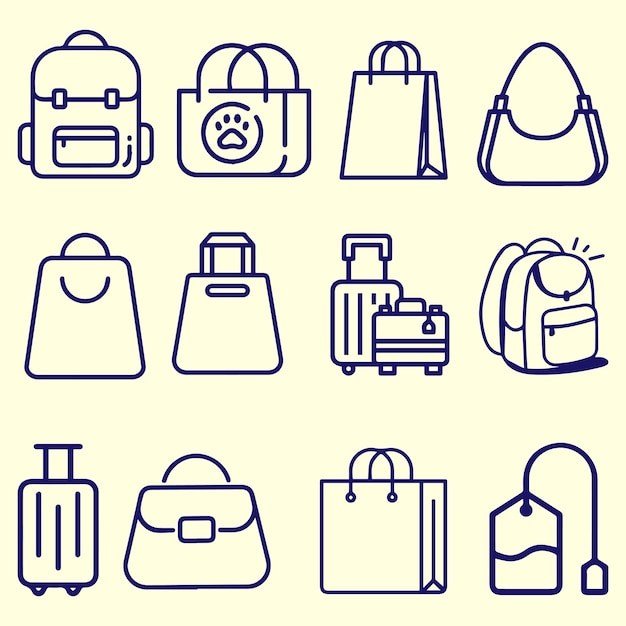 Vector bag logo or icon set vector