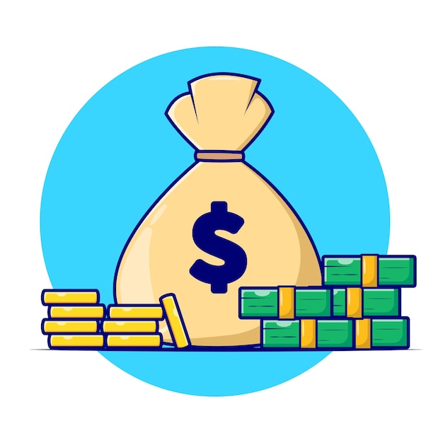 Bag of Money Finance Set Vector Icon Illustration