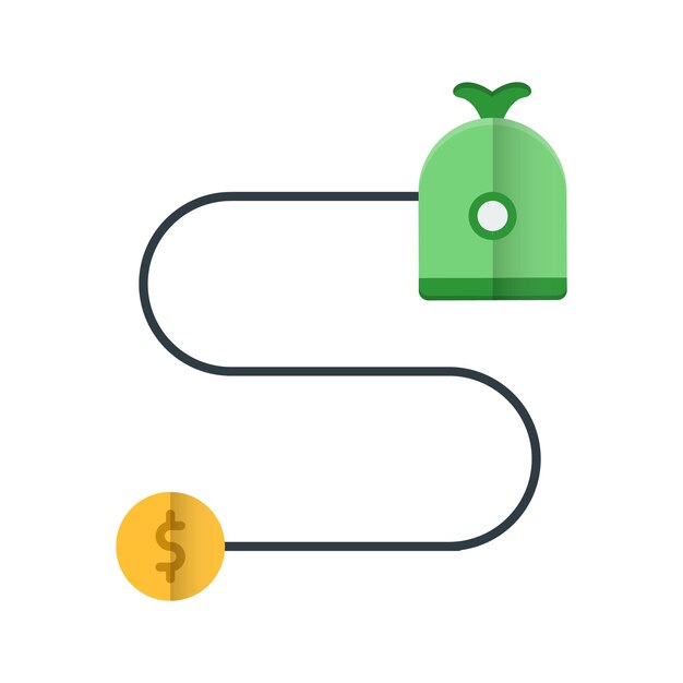 A bag of money is tied to a string with a dollar sign.