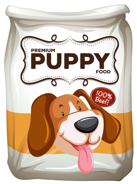 Bag of premium beef puppy food