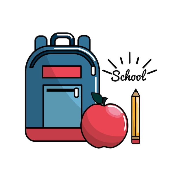 Vector bag and school tools icon