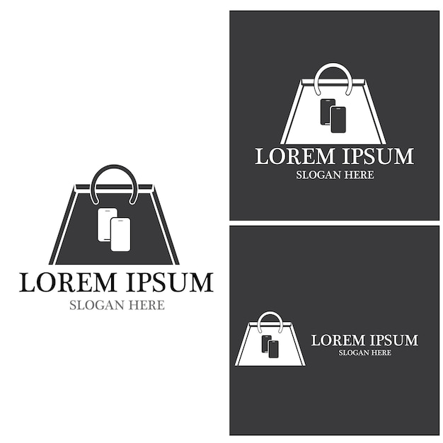 Bag shoppingonline shop vector template