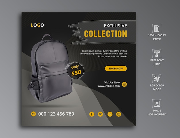 Bag social media post template design