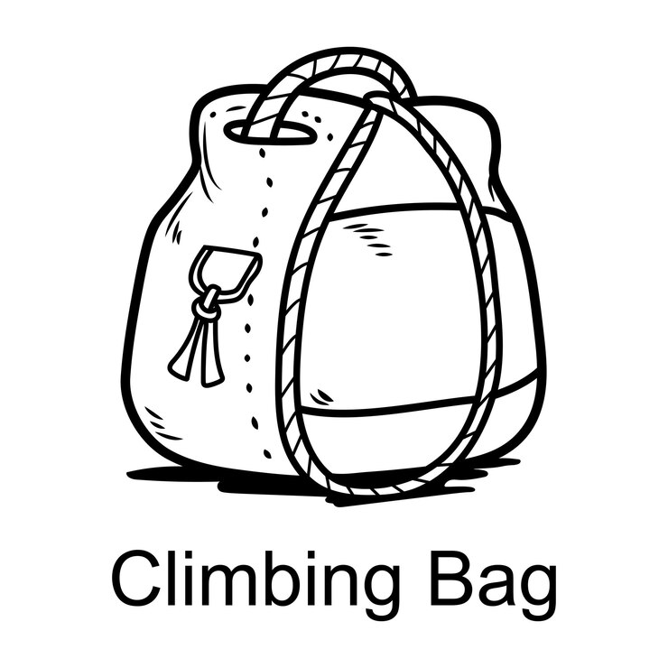 Vector a bag that has the words climbing bag on it