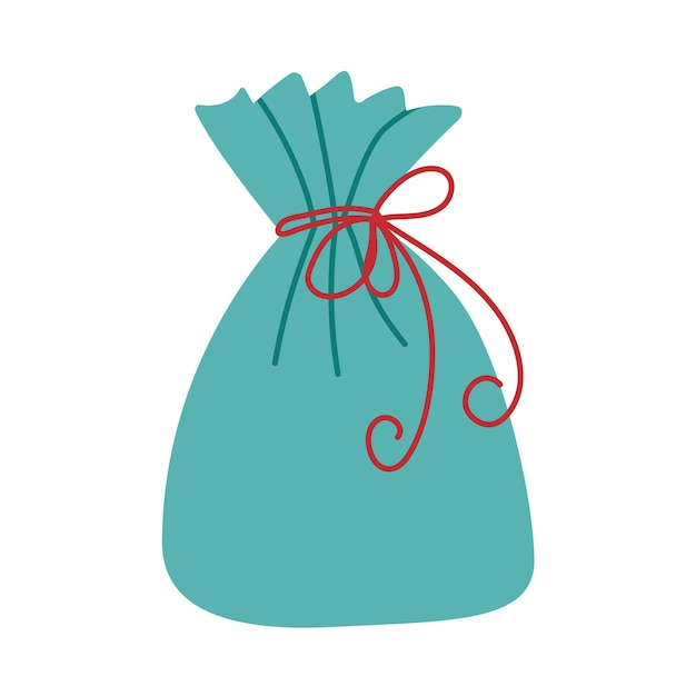 A bag with presents winter holiday doodle illustration