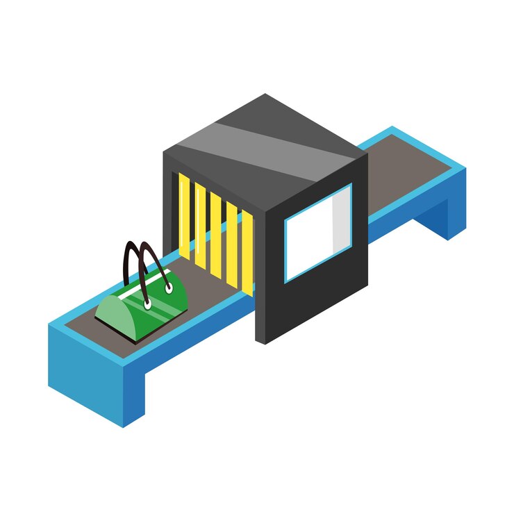 Vector baggage controlling at the airport illustration design element luggage at the airport flat icon