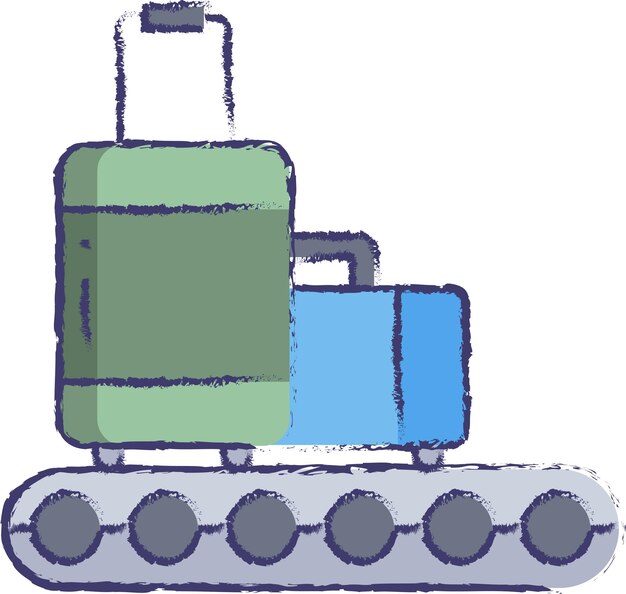 Baggage conveyor hand drawn vector illustration