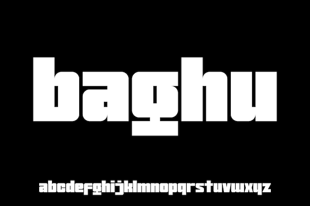 Вектор baghu современный геометрический жирный шрифт городской громоздкий алфавит.