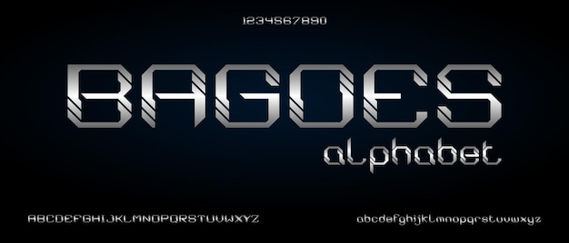 Vector bagoes, digital modern alphabet font with urban style template