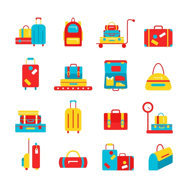 Vector bags icon set luggage images