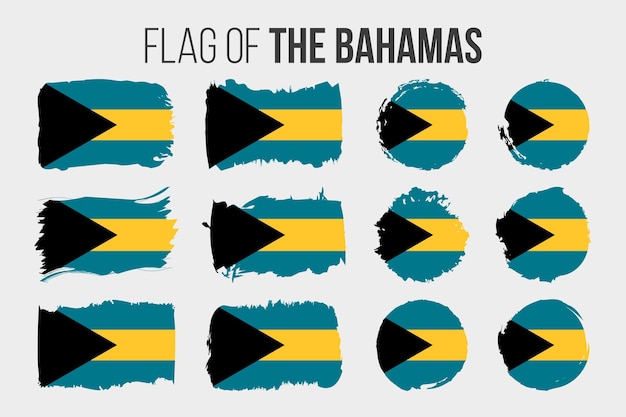 Флаг Багамских островов Иллюстрация мазок кистью и гранж флаги Багамских островов изолированы на белом