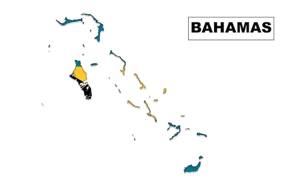 Vettore mappa delle bandiere delle bahamas in vettore