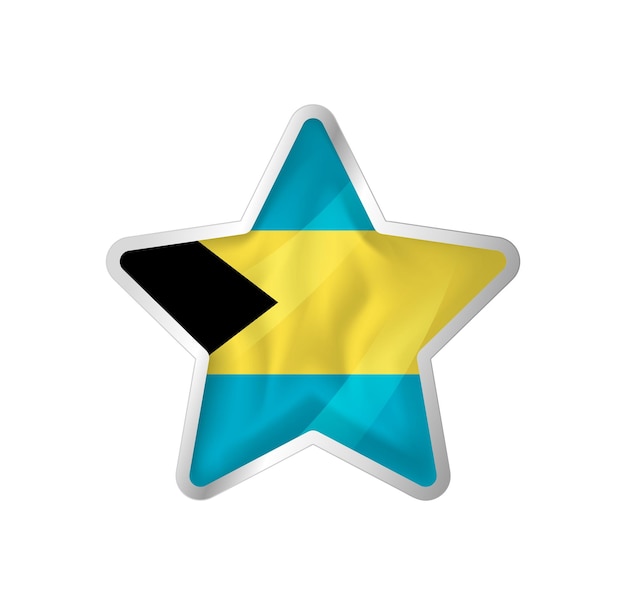 The Bahamas flag in star. Button star and flag template. Easy editing and vector in groups.