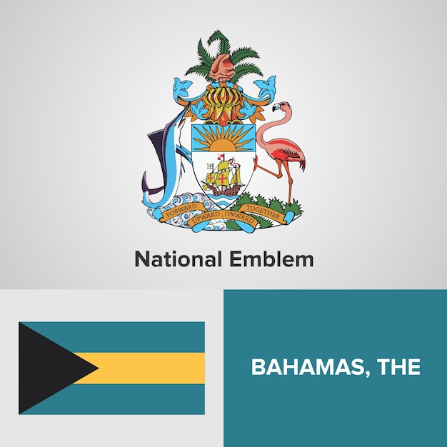 Vector the bahamas national emblem and flag