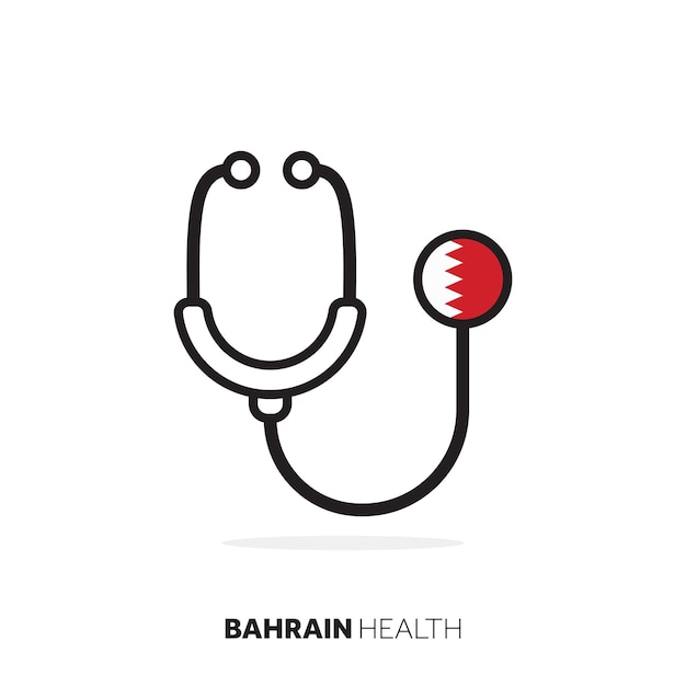 Baharain healthcare concept medical stethoscope with country flag