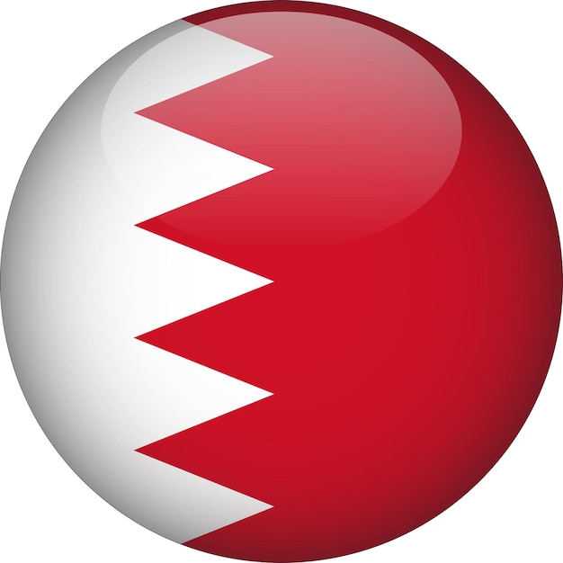 Bahrain 3D Rounded Flag Button