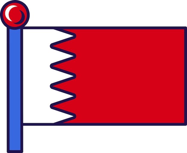 Bahrain country nation flag on flagstaff vector