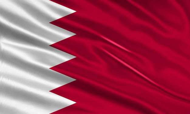 Bahrain flag design. Waving Bahrain flag made of satin or silk fabric. Vector Illustration.