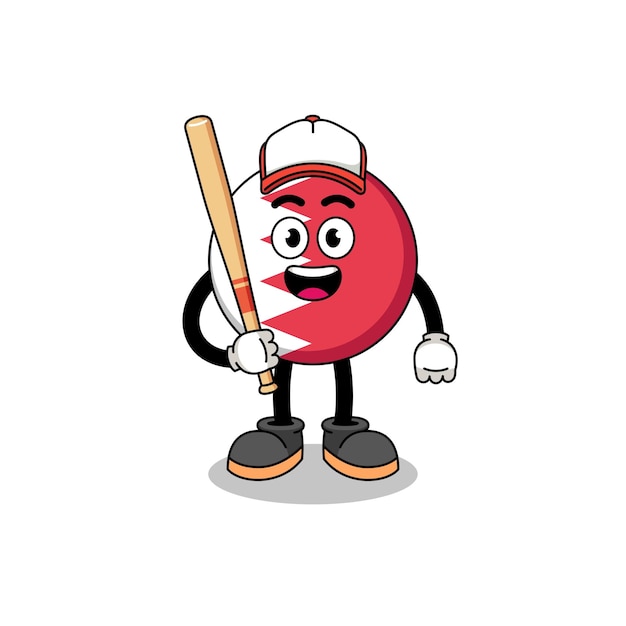 Bahrain flag mascot cartoon as a baseball player