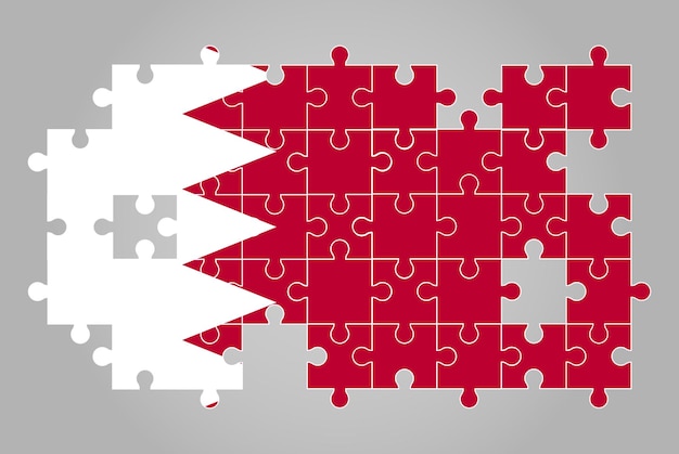 Vettore bandiera del bahrain a forma di puzzle puzzle vettoriale mappa bandiera del bahrain per bambini