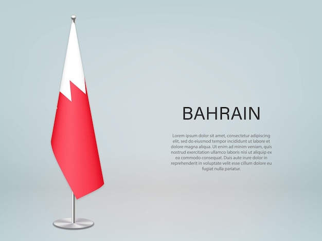 Bahrain hanging flag on stand Template forconference banner