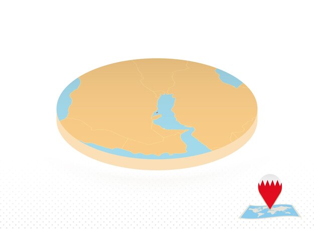 Mappa del bahrain progettata in stile isometrico mappa circolare arancione