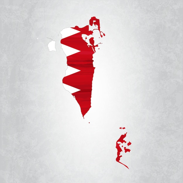 Bahrain map with flag