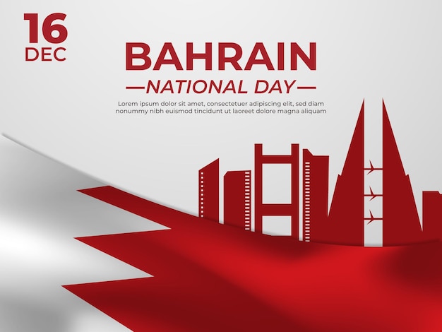 Bahrain national day celebration banner template with ribbon