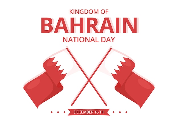 Bahrain National Day or Independence Template Hand Drawn Cartoon Flat Illustration