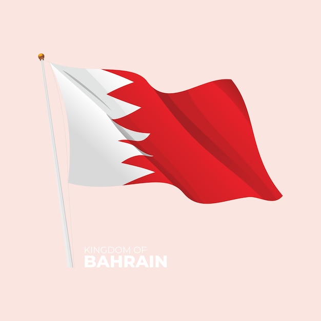 깃대 벡터 3d에서 흔들며 바레인 국기