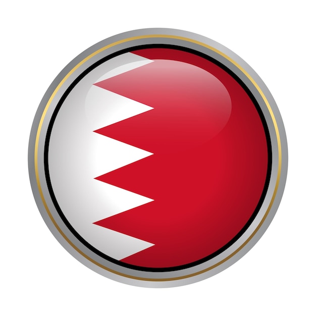 Bahrein vlag cirkel vorm knop glas textuur op wit