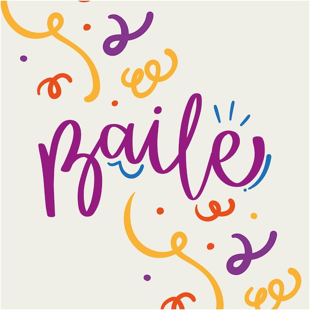 Baile. prom in brazilian portuguese. modern hand lettering. vector.