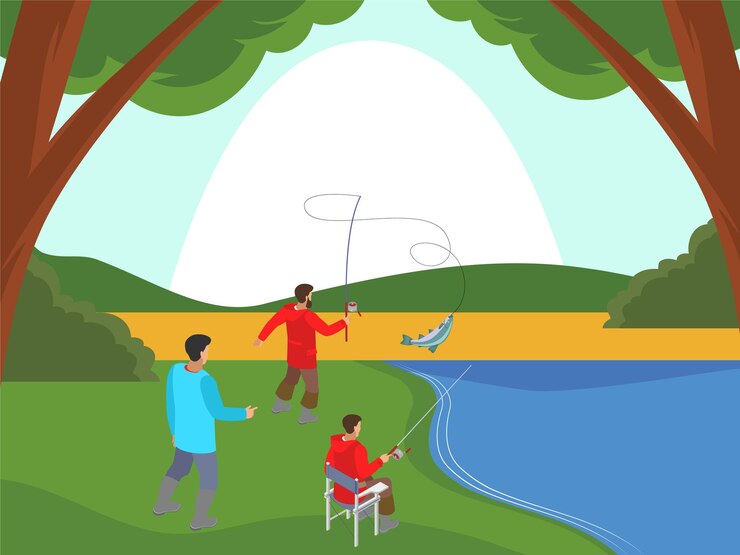 Vector bait fishing concept illustration stylish and beautiful
