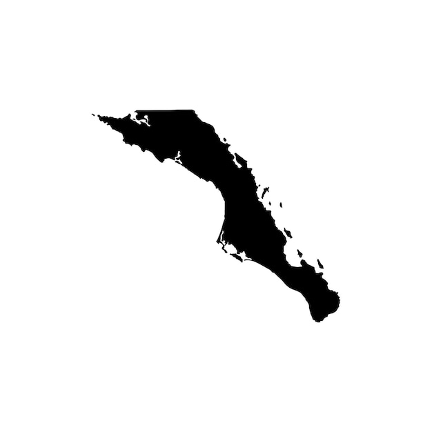 Baja california sur mexico vectorkaart geïsoleerd op witte achtergrond hoog gedetailleerd silhouet