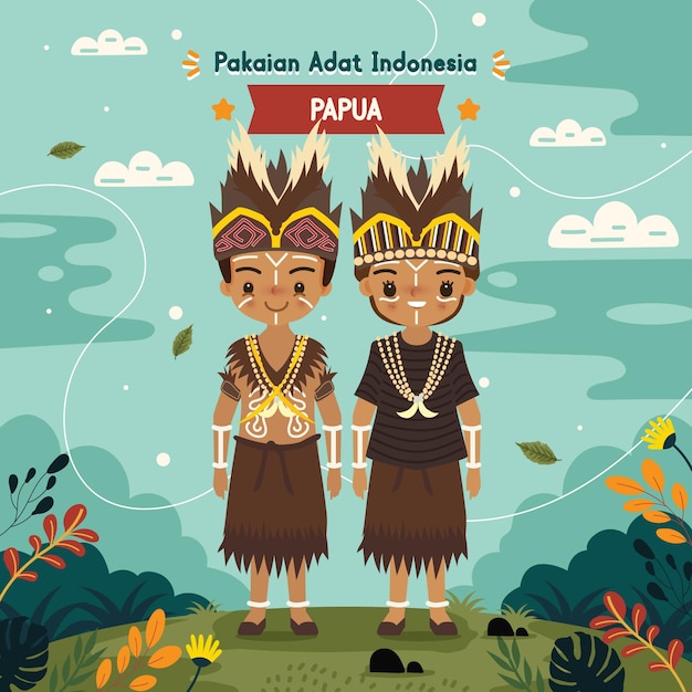 Vector baju adat indonesia papua