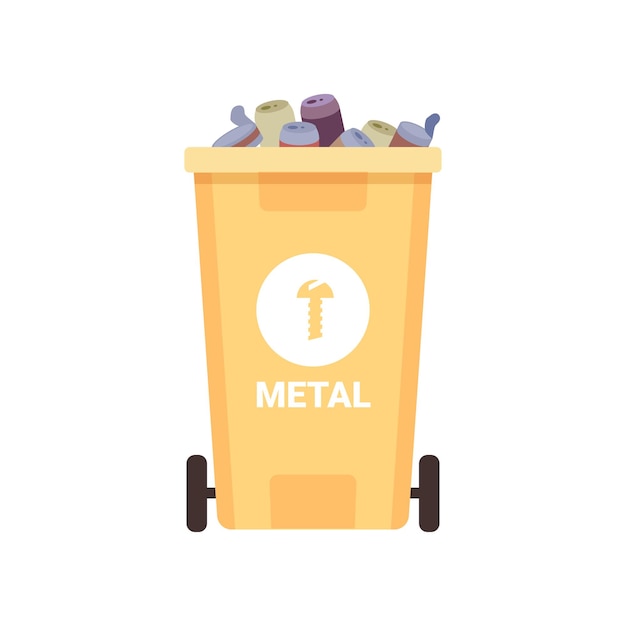 Vector bakafval voor het sorteren en scheiden van metalen vuilnisbak