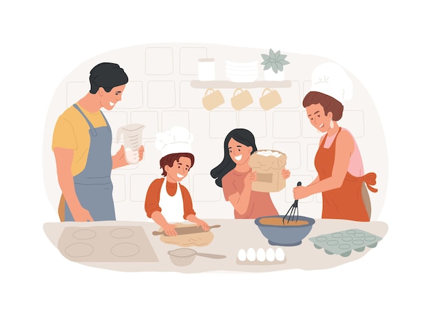 bake together isolated concept vector illustration