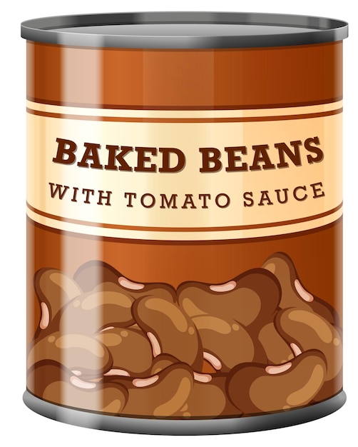 Vector baked beans with tomato sauce food can