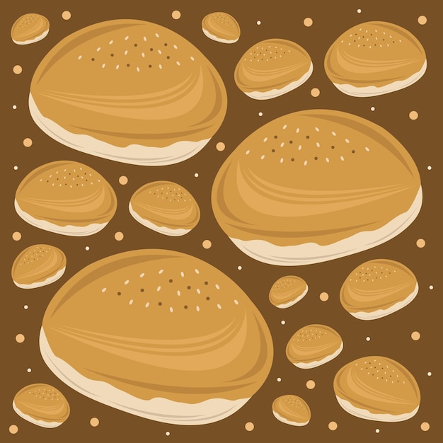 Baked burger bun vector illustration