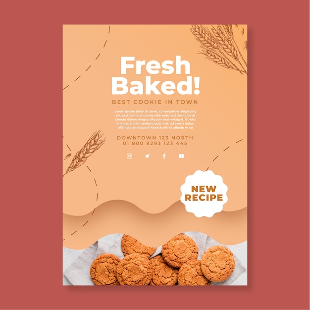 Baked cookies flyer template