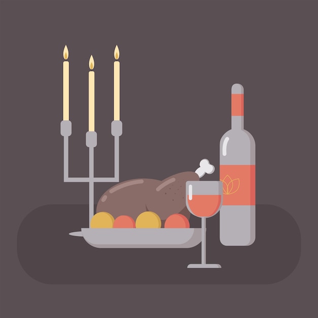 Vector baked duck for dinner icon