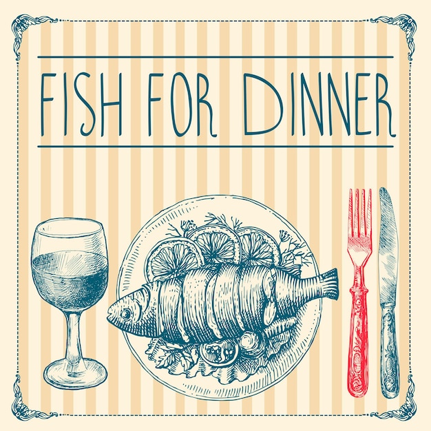 Baked fish for dinnerillustration